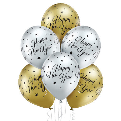 Σετ Shiny Μπαλόνια Happy New Year (6 τεμ)
