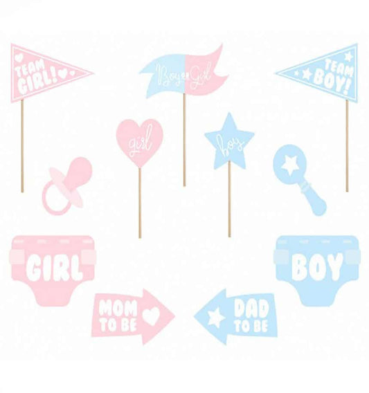 Στικάκια PhotoBooth Gender Reveal party (11 τεμ)