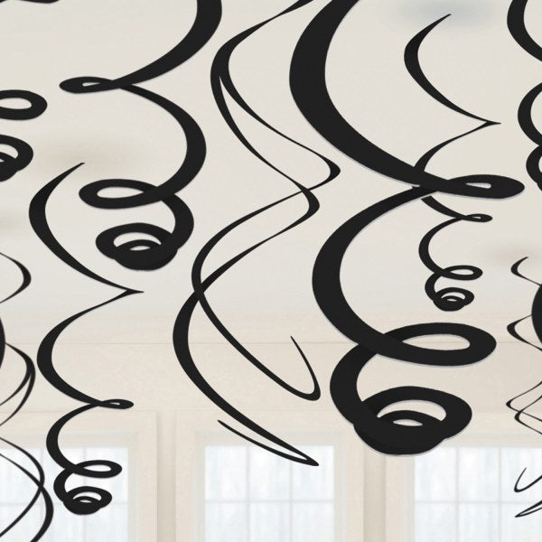 Swirl Διακοσμητικά Oροφής Μαύρα (12 τεμ)