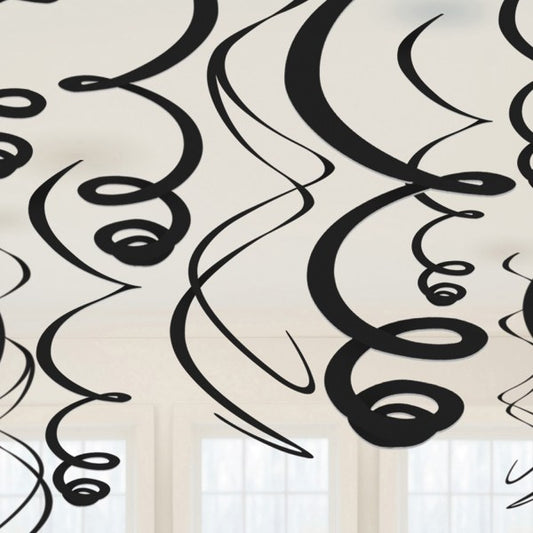 Swirl Διακοσμητικά Oροφής Μαύρα (12 τεμ)