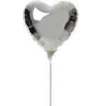 10" Mini Shape μπαλόνι Ασημί Καρδιά (με βαλβίδα)