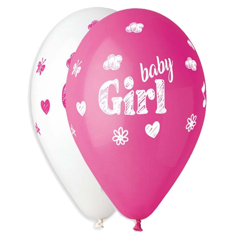 12_-mpaloni-baby-girl-skitso_1 12" Μπαλόνι Baby Girl σκίτσο (25 τεμ) - Image 1