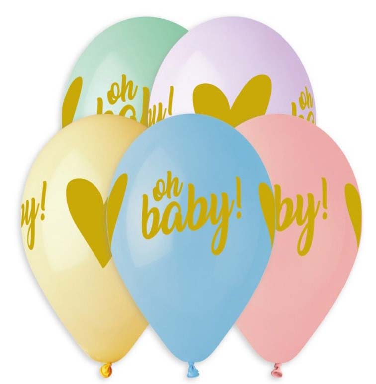 12_-mpaloni-oh-baby-se-pastel-apochroseis_1 12" Μπαλόνι Oh Baby σε παστέλ αποχρώσεις (25 τεμ) - Image 1