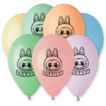 13'' Μπαλόνι assorted macaron με τύπωμα Labubu  (25 τμχ)