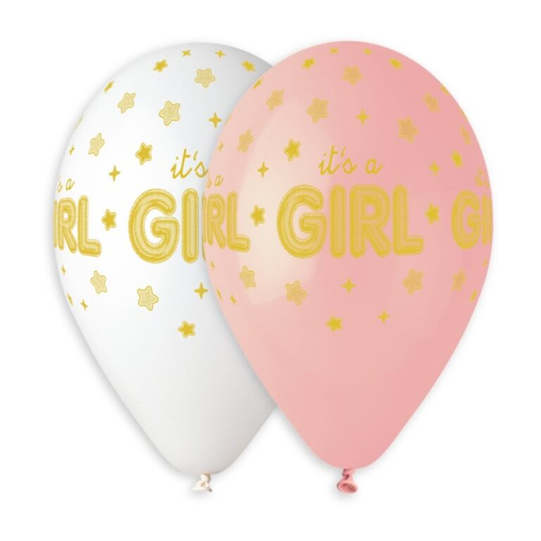 13_-mpaloni-_its-a-girl_-chrisa-asteria_1 13" Μπαλόνι "It's a girl" χρυσά αστέρια (25 τεμ) - Image 1