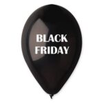 13" Μπαλόνι τυπωμένο Black Friday μαύρο (25 τεμ)