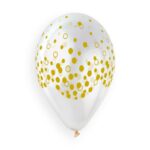 13" Μπαλόνια τυπωμένα Κομφετί χρυσά (25 τεμ)