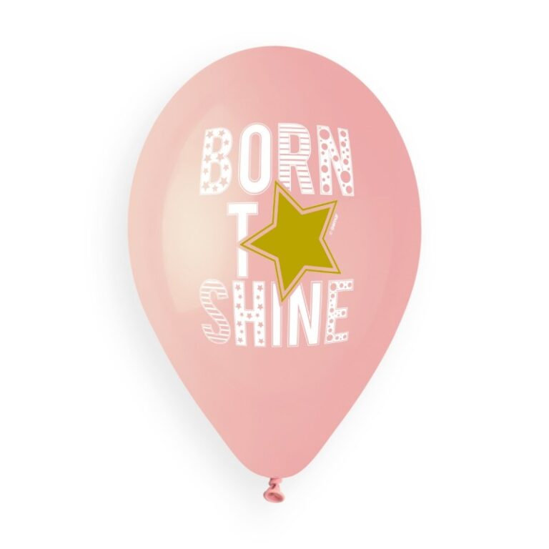 13_-mpalonia-tipomena-vorn-to-shine-roz_1 13" Μπαλόνια τυπωμένα Βorn to Shine ροζ (25 τεμ) - Image 1