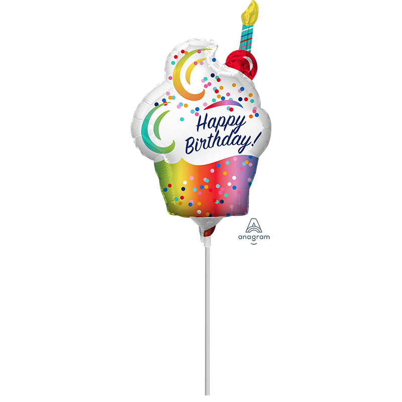 14_-mini-shape-mpaloni-cup-cake-rainbow-_1 9" MIni Shape Μπαλόνι Cup Cake Rainbow - Image 1