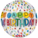 16" Μπαλόνι Happy Birthday Rainbow κομφετί ORBZ