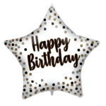 18'' Μπαλόνι Αστέρι Happy Birthday Λευκό