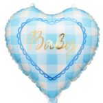 18'' Μπαλόνι Καρδιά Baby - Γαλάζιο καρό