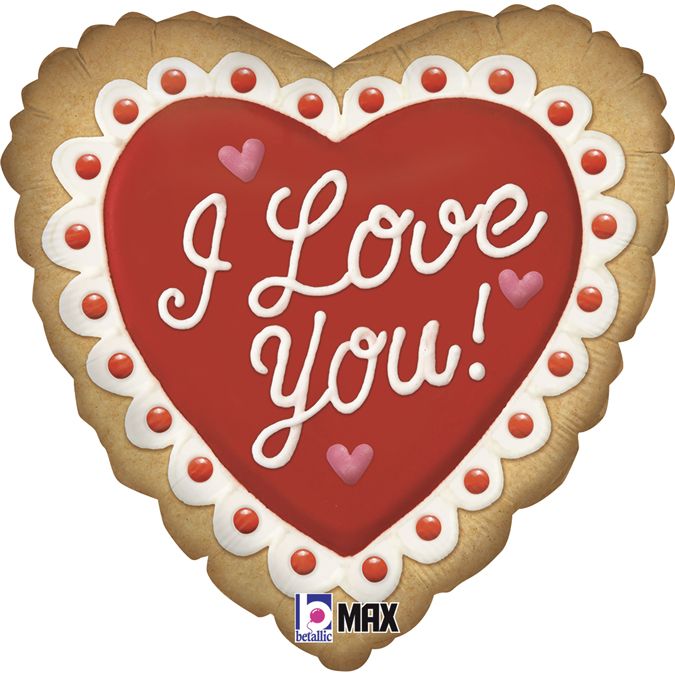 18-mpaloni-kardia-mpiskoto-i-love-you_1 18'' Μπαλόνι Καρδιά Μπισκότο 'I Love You' - Image 1