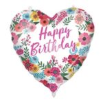 18'' Μπαλόνι Καρδιά Φλοράλ ''Happy Birthday''