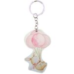 Διακοσμητικό μπρελόκ βάπτισης Κουνελάκι με μπαλόνια