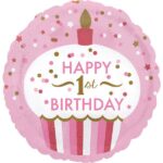 18" Μπαλόνι 1st Birthday Girl Cupcake