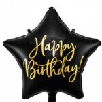 18" Μπαλόνι Αστέρι Happy Birthday Μαύρο
