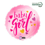 18" Μπαλόνι Baby Girl ροζ καρδιές