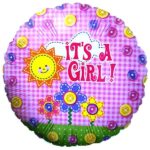 18" Μπαλόνι γέννησης Girl ήλιος και λουλούδια