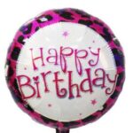 18" Μπαλόνι Happy Birthday Φούξια Animal Print