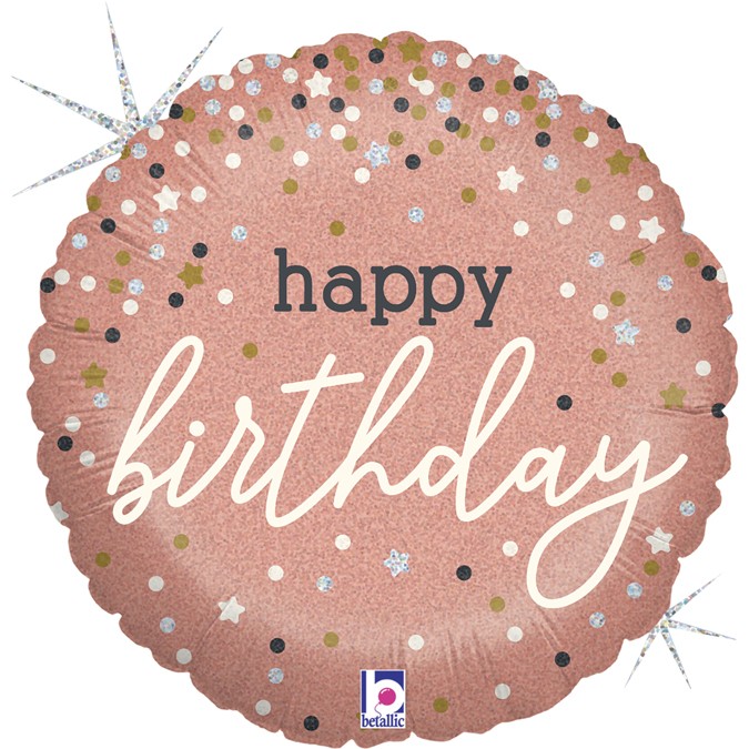 18_-mpaloni-happy-birthday-rosegold_1 18" Μπαλόνι Happy Birthday Rosegold - Image 1