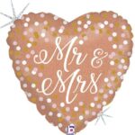18" Μπαλόνι Καρδιά ροζ-χρυσή Mr and Mrs