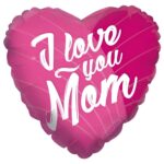 18″ Μπαλόνι Καρδιά ροζ ‘I love you Mom’