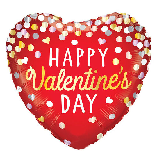 18_-mpaloni-kokkini-kardia-happy-valentines-day_1 18" Μπαλόνι κόκκινη καρδιά Happy Valentines Day - Image 1