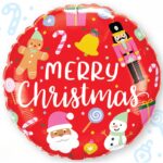 18″ Μπαλόνι Merry Christmas με γιορτινά σχέδια