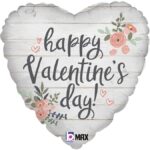 18" Μπαλόνι Ρούστικ Καρδιά Happy Valentine's Day