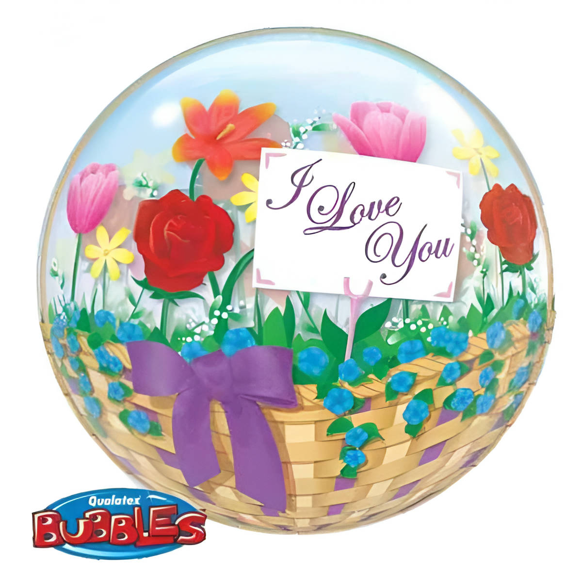 22-mpaloni-bubble-i-love-you-me-loiloidia_1 22'' Μπαλόνι bubble 'I love you' με λουλούδια - Image 1