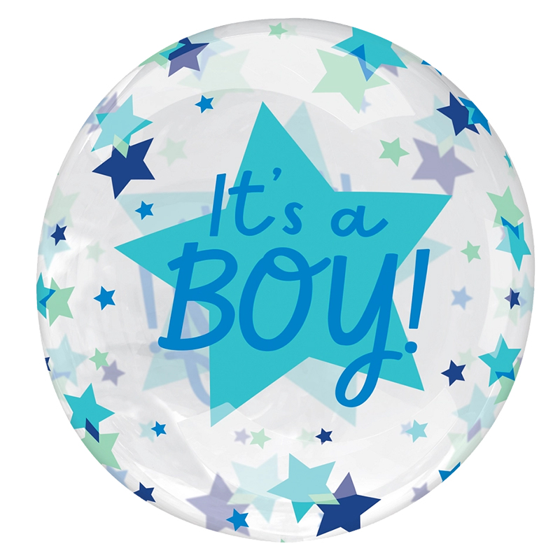 22-mpaloni-its-a-boy-asterakia_1 22'' Διάφανο Μπαλόνι ORbz - It's A Boy Αστεράκια - Image 1