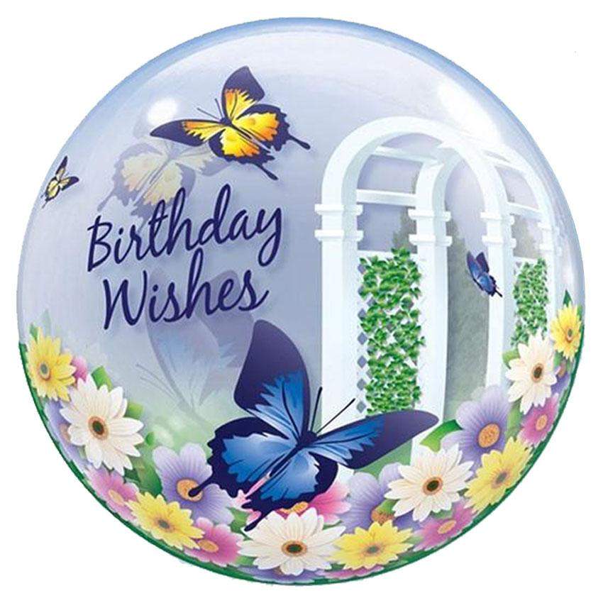 CREATOR: gd-jpeg v1.0 (using IJG JPEG v62), quality = 65 22" Μπαλόνι Bubble Πεταλούδες "Bday Wishes" - Image 1