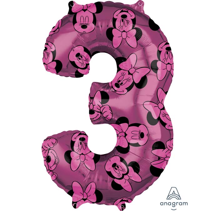 26_-mpaloni-minnie-mouse-arithmos-3_1 26" Μπαλόνι Minnie Mouse Αριθμός 3 - Image 1