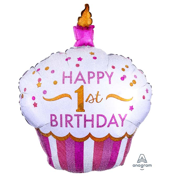 36_-mpaloni-cup-cake-1st-birthday-koritsaki_1 36" Μπαλόνι Cup Cake 1st Birthday κοριτσάκι - Image 1