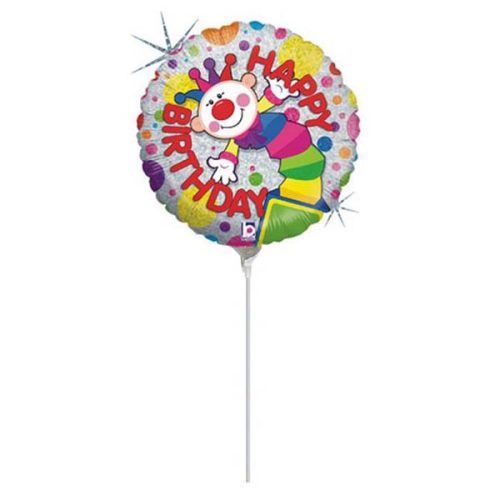 9_-mini-shape-mpaloni-clown-happy-birthday_1 9" Mini Shape Μπαλόνι Clown 'Happy Birthday' - Image 1