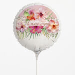 Mini Shape Μπαλόνι Foil Στρογγυλό Tυπωμένο 4" - Tropical Ιβίσκος