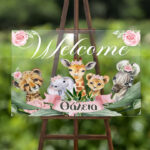 Ακρυλικός Πίνακας Βάπτισης - Ζώα της Ζούγκλας Κορίτσι