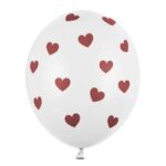 Άσπρα Μπαλόνια με κόκκινες Καρδιές (6 τεμ)