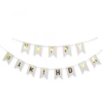 Άσπρο διακοσμητικό Μπάνερ "Happy birthday"