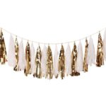 Χάρτινη Γιρλάντα με Φούντες Χρυσό & Άσπρο 2.5m