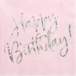 Χαρτοπετσέτες απαλό ροζ "Happy Birthday" (20 τεμ)