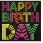 Χαρτοπετσέτες Happy Birthday Neons (20 τεμ)