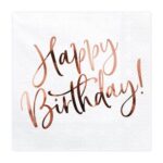 Χαρτοπετσέτες Happy Birthday Ροζ Χρυσό (20 τεμ)