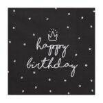 Χαρτοπετσέτες μαύρες Happy Birthday (20 τεμ)