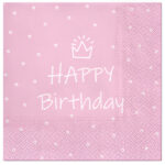 Χαρτοπετσέτες ροζ Γενεθλίων- Κορώνα (20 τεμ)