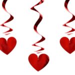 Διακοσμητικά οροφής Κόκκινες Καρδιές (3 τεμ)