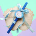 Η πρώτη μου Λαμπάδα Αγόρι - Ξύλινο Κάδρο Πατουσάκια