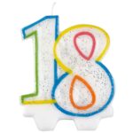 Κεράκι τούρτας No 18 Πολύχρωμο γκλίτερ