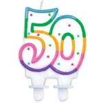 Κεράκι τούρτας No 50 Πολύχρωμο Πουά